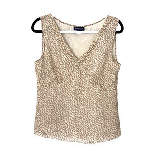 Ann Taylor 100% Silk Blouse Pink Beige Sleeveless Women’s SZ 10 Office Date Nght